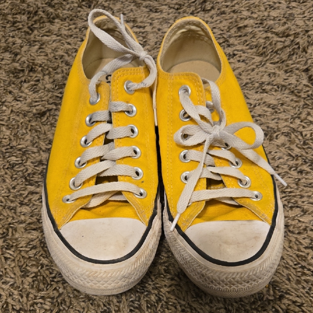 Yellow Canvas Sneakers with White Laces